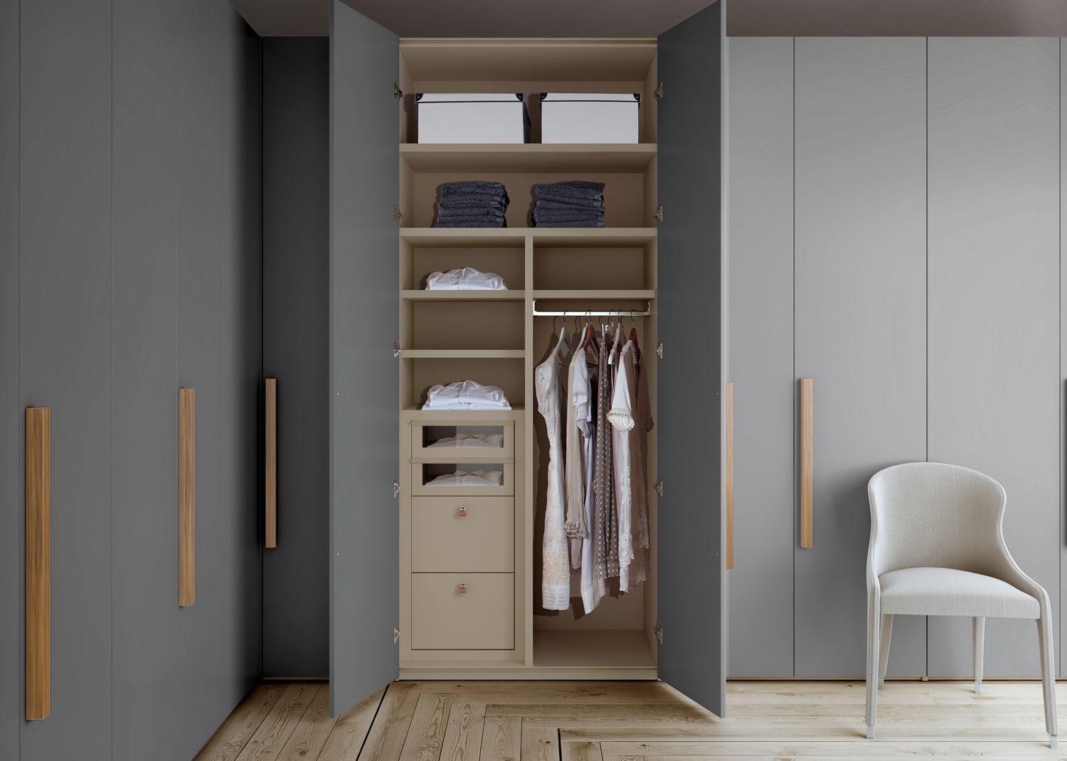 Distribución interior de armarios y medidas para cada tipo de prenda   Interiores de armarios, Diseño de armario para dormitorio, Mueble para ropa