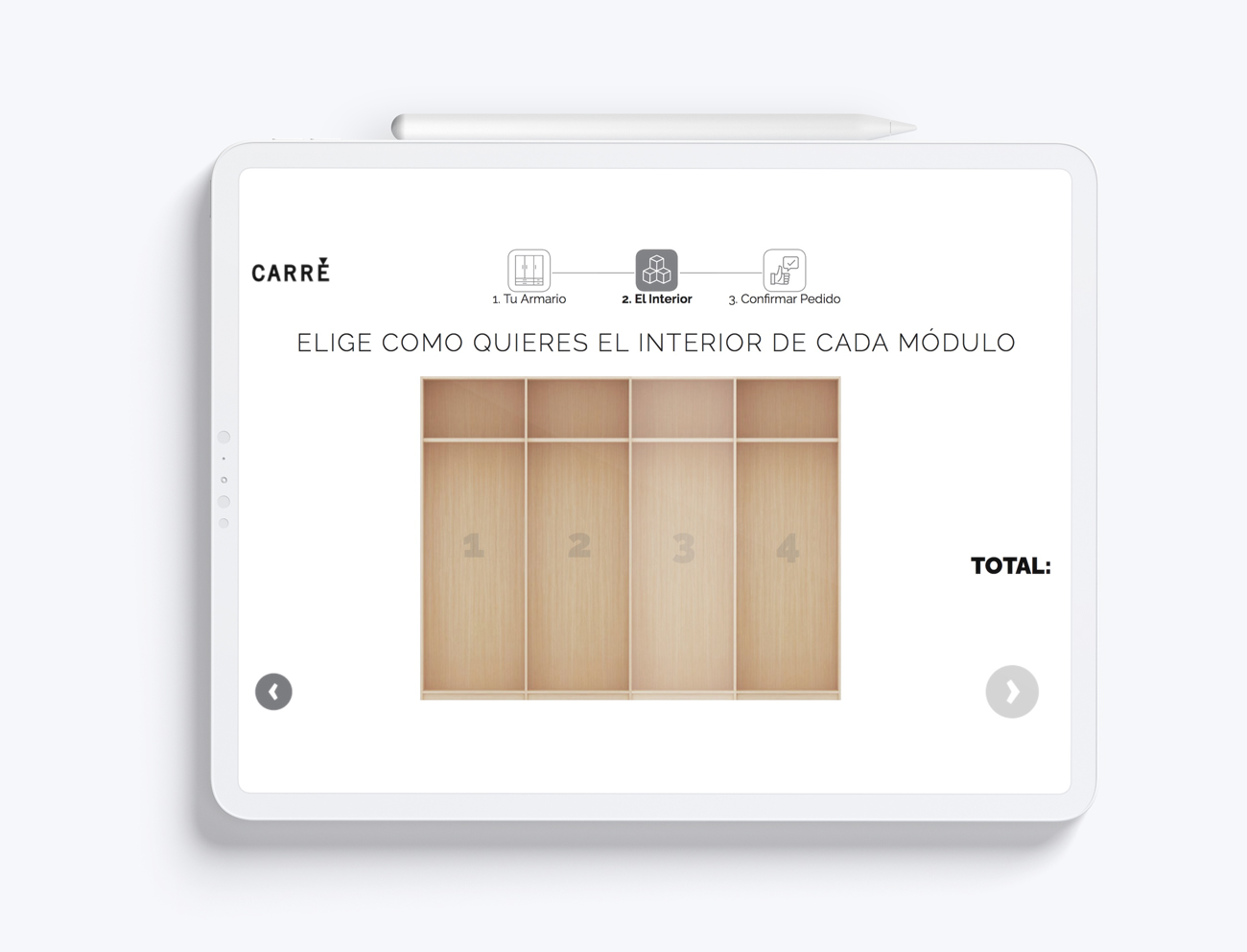 Descubre nuestro configurador de armarios online para la distribución de tu armario y calcular su precio Carré Furniture